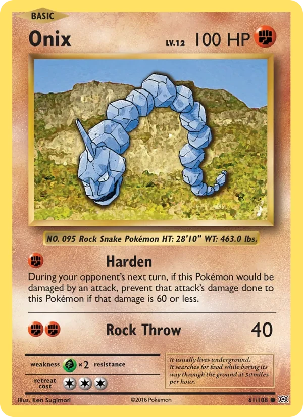 Onix 61/108 Evolutions Pokémon card
