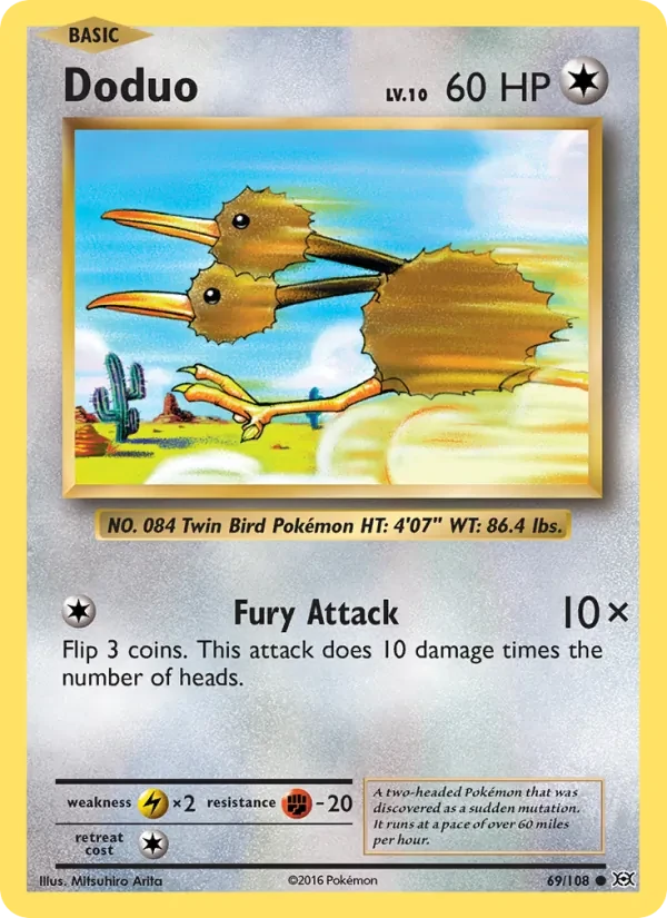 Doduo 69/108 Evolutions Pokémon card