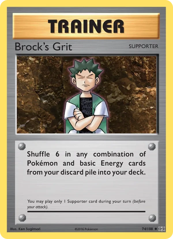 Brock's Grit 74/108 Evolutions Pokémon card