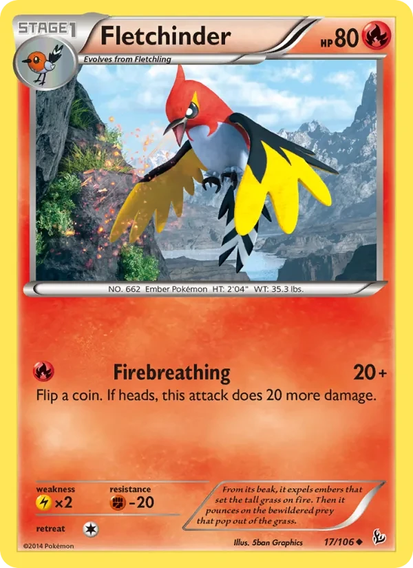 Fletchinder 17/106 Flashfire Pokémon card
