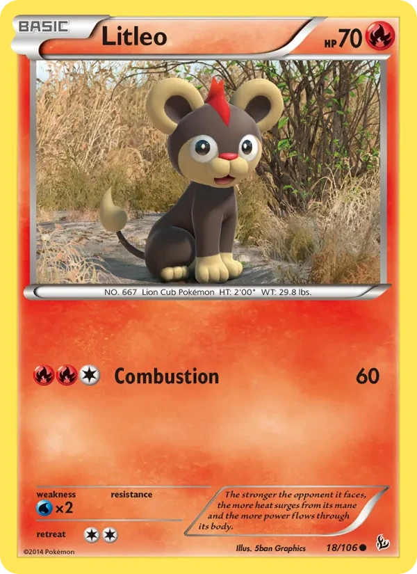Litleo 18/106 Flashfire Pokémon card