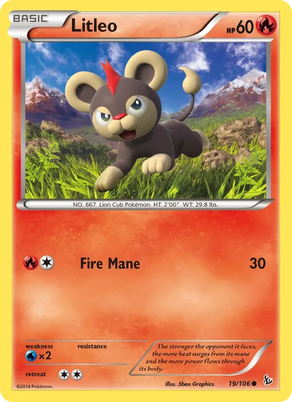 Litleo 19/106 Flashfire Pokémon card