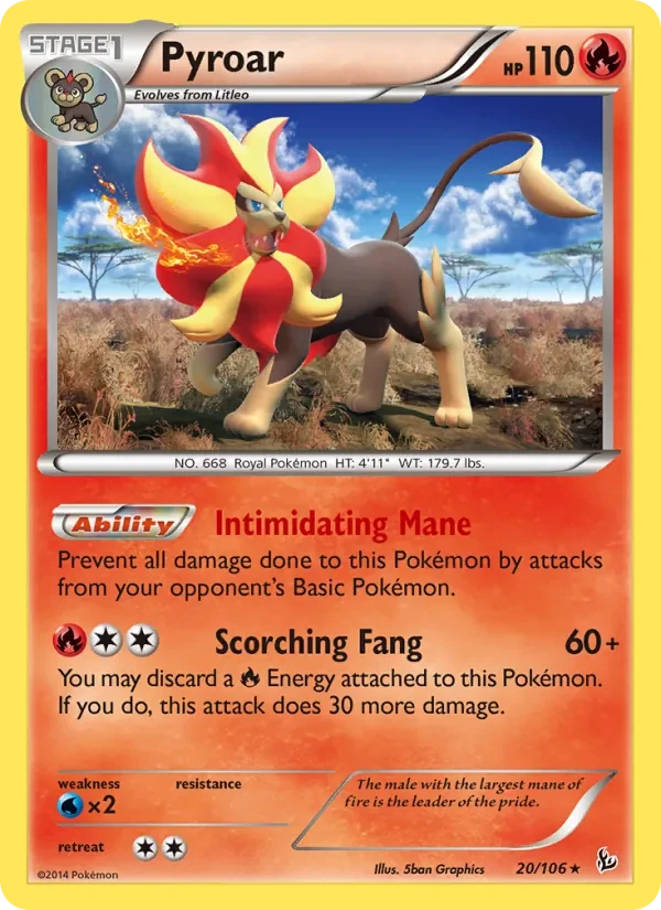 Pyroar 20/106 Flashfire Pokémon card