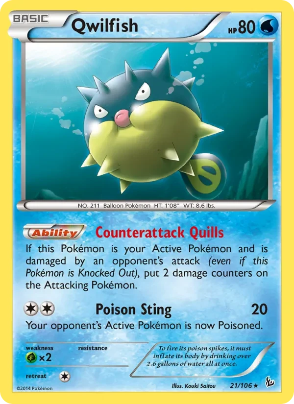 Qwilfish 21/106 Flashfire Pokémon Karte