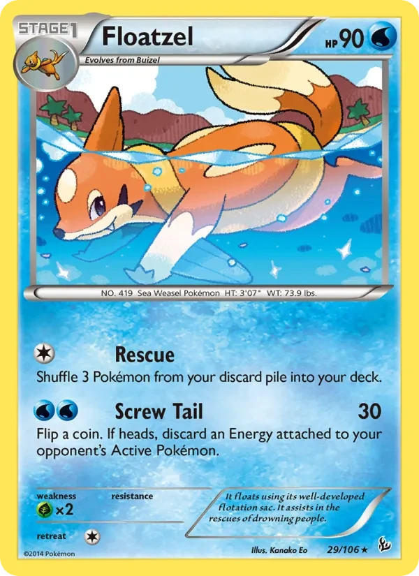 Floatzel 29/106 Flashfire Pokémon card