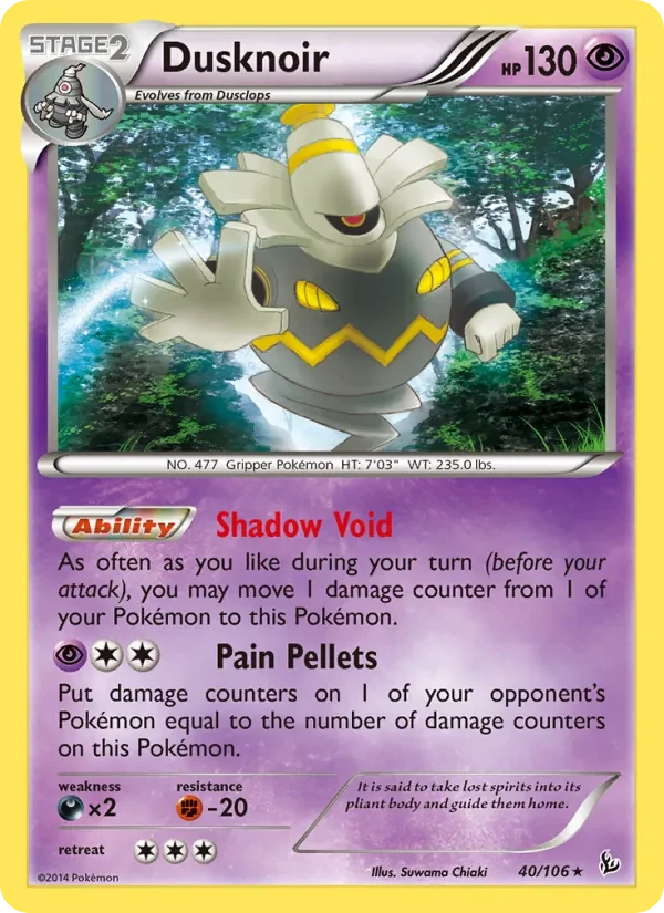 Dusknoir 40/106 Flashfire Pokémon card