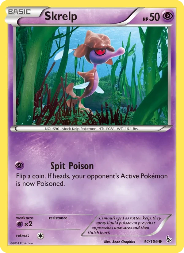 Skrelp 44/106 Flashfire Pokémon card