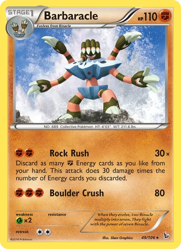 Barbaracle 49/106 Flashfire Pokémon card