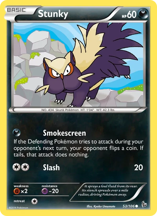 Stunky 53/106 Flashfire Pokémon card