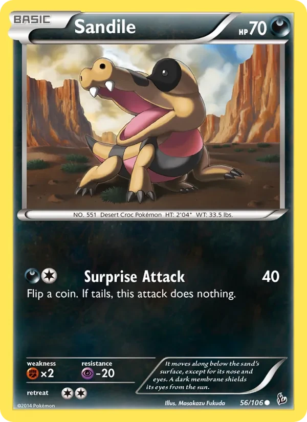 Sandile 56/106 Flashfire Pokémon card