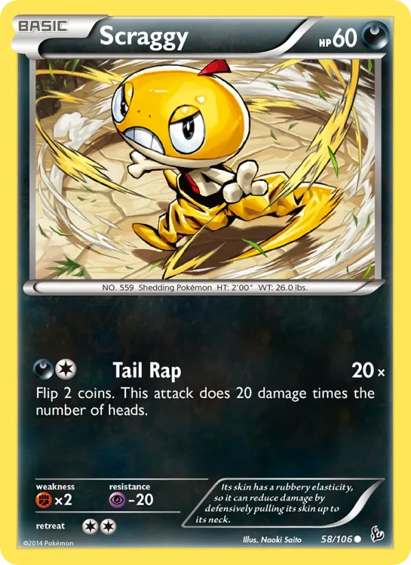 Scraggy 58/106 Flashfire Pokémon card