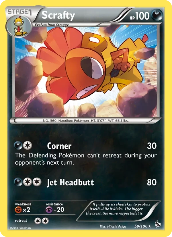 Scrafty 59/106 Flashfire Pokémon card