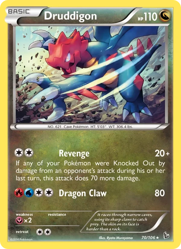 Druddigon 70/106 Flashfire Pokémon card