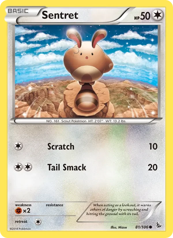 Sentret 81/106 Flashfire Pokémon card