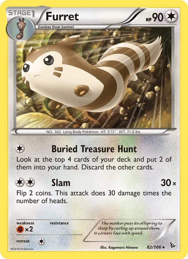 Furret 82/106 Flashfire Pokémon card