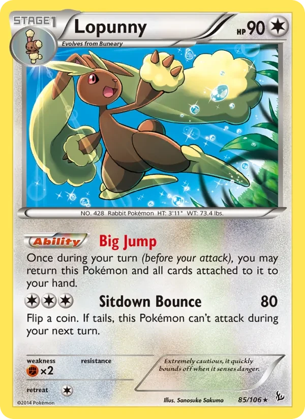 Lopunny 85/106 Flashfire Pokémon card