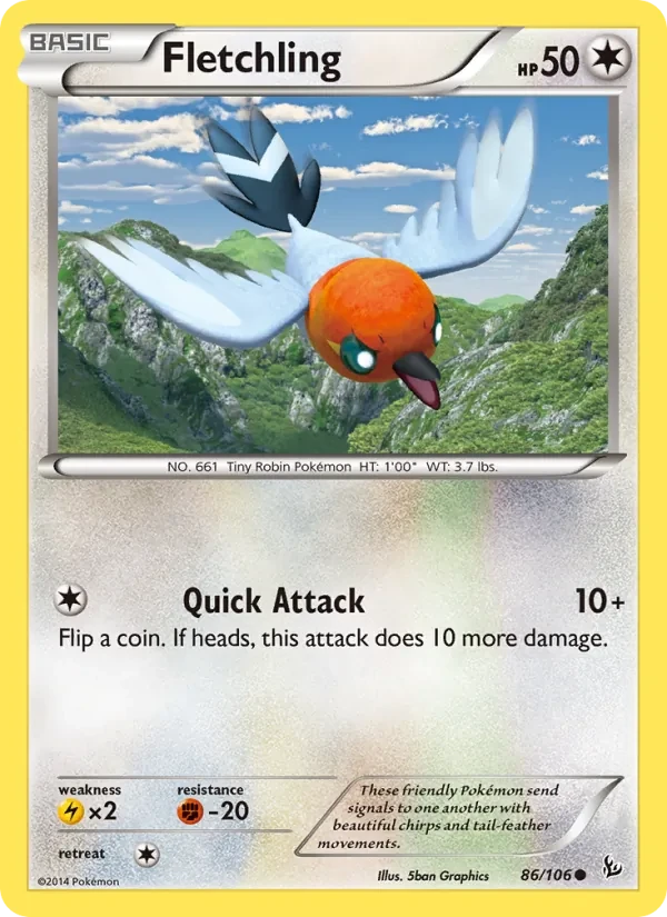 Fletchling 86/106 Flashfire Pokémon card