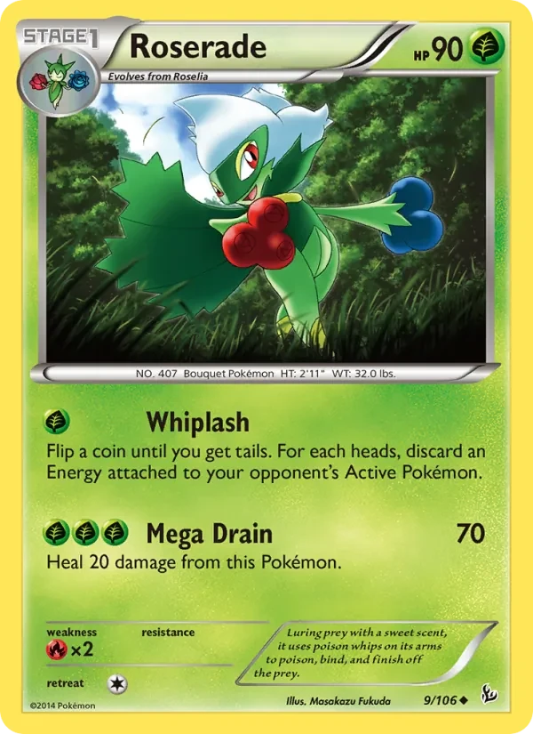 Roserade 9/106 Flashfire Pokémon card
