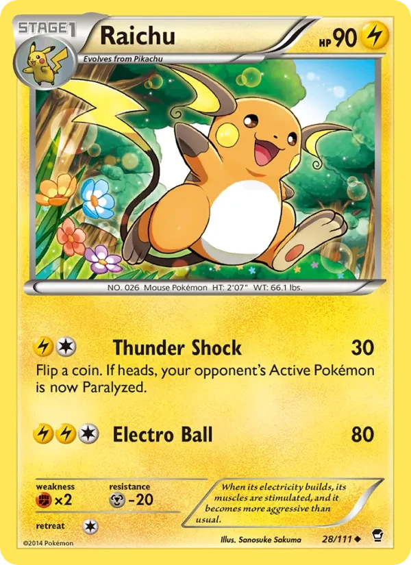 Raichu 28/111 Furious Fists Pokémon card
