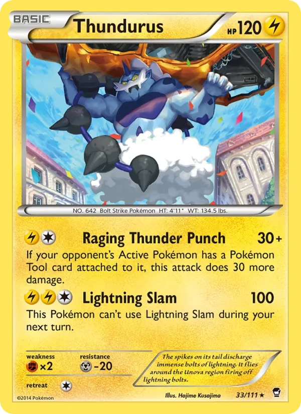 Thundurus 33/111 Furious Fists Pokémon card