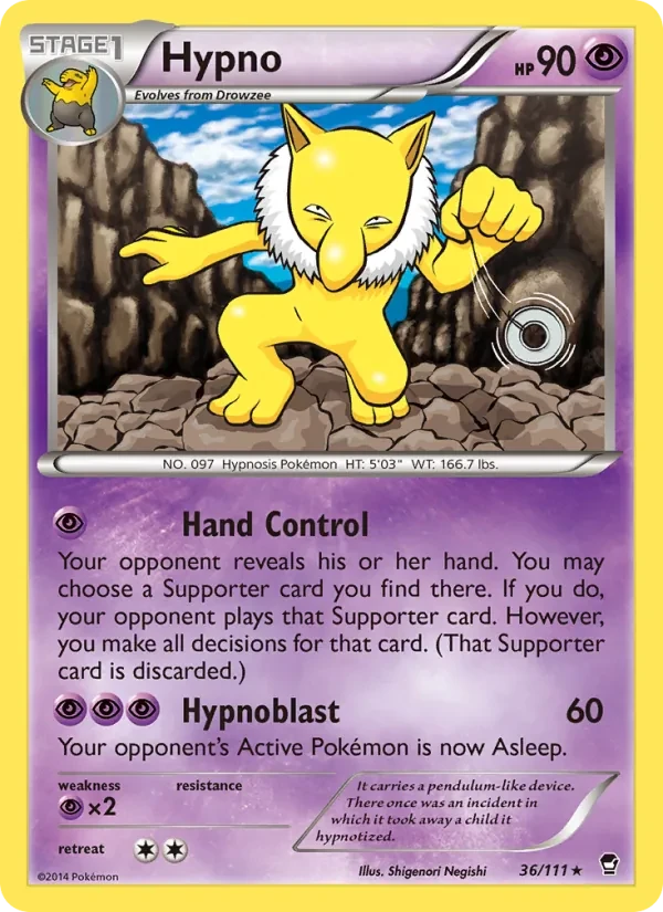Hypno 36/111 Furious Fists Pokémon card