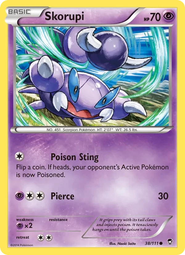 Skorupi 38/111 Furious Fists Pokémon card