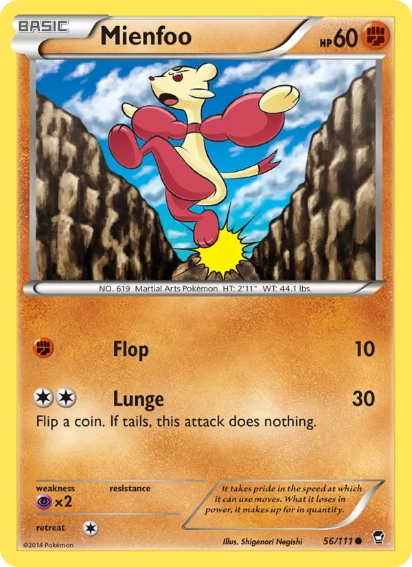 Mienfoo 56/111 Furious Fists Pokémon card