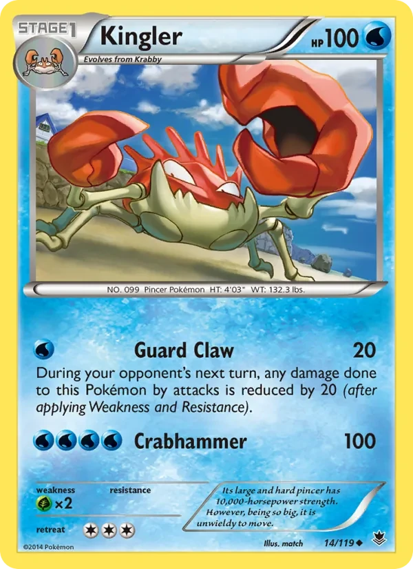Kingler 14/119 Phantom Forces Pokémon card