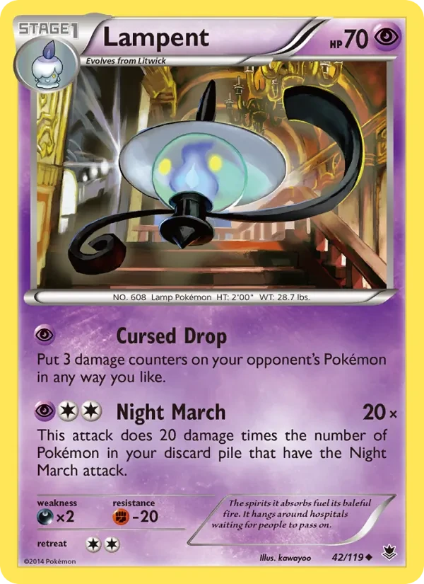 Lampent 42/119 Phantom Forces Pokémon card