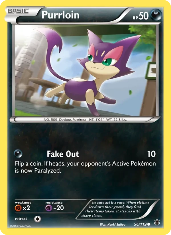 Purrloin 56/119 Phantom Forces Pokémon card