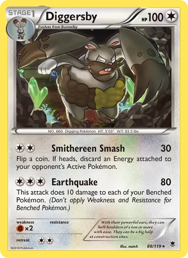 Diggersby 88/119 Phantom Forces Pokémon card