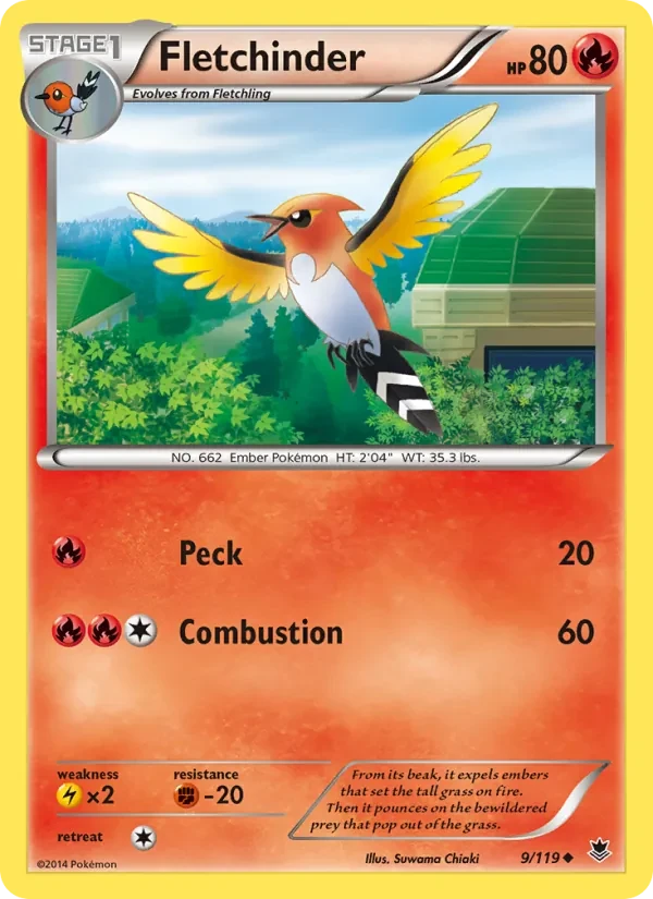Fletchinder 9/119 Phantom Forces Pokémon card