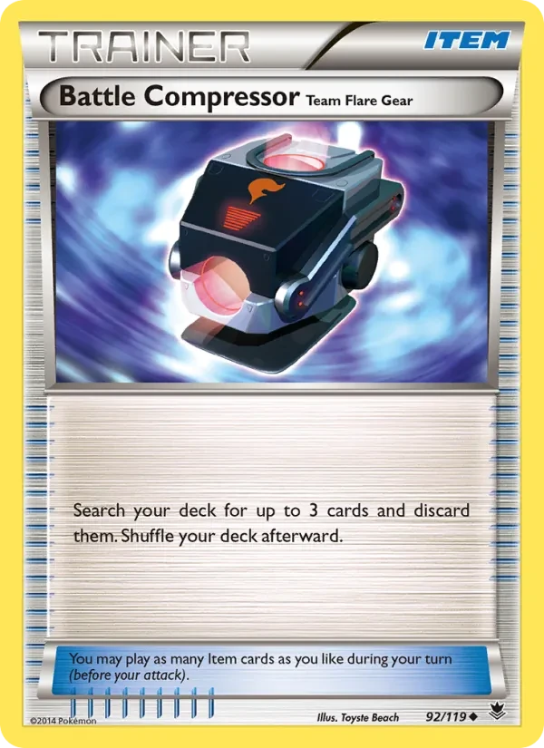Battle Compressor Team Flare Gear 92/119 Phantom Forces Pokémon card