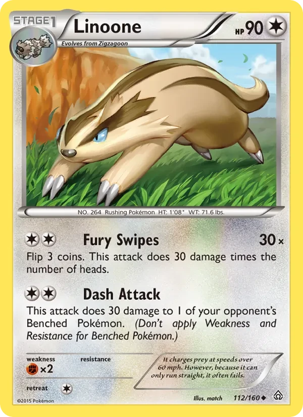 Linoone 112/160 Primal Clash Pokémon card
