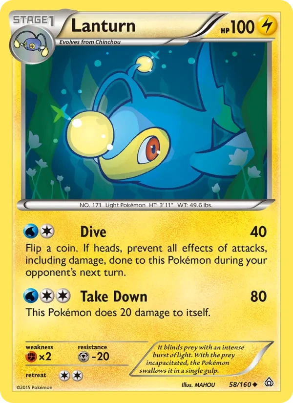 Lanturn 58/160 Primal Clash Pokémon card