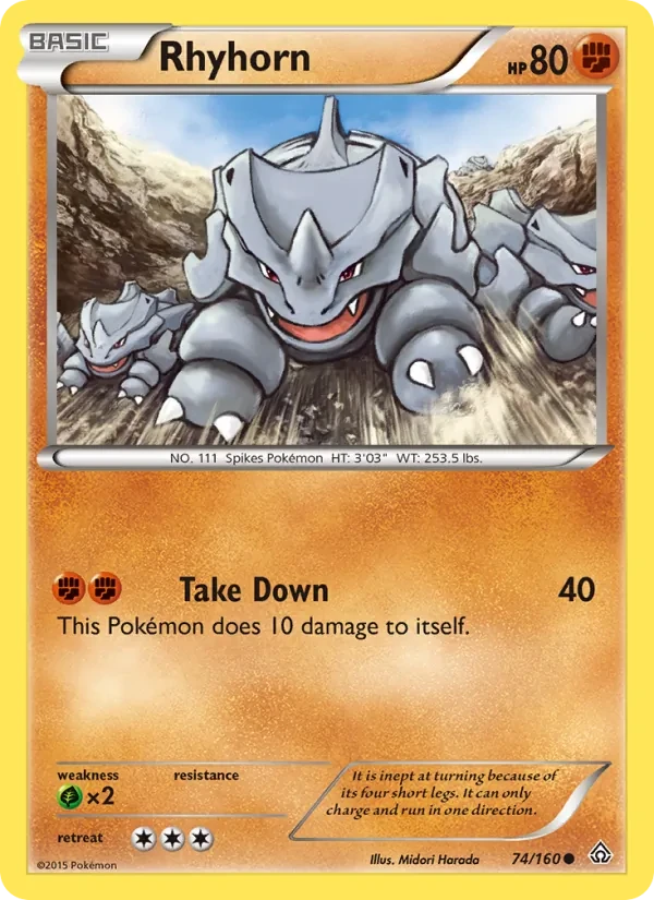 Rhyhorn 74/160 Primal Clash Pokémon card