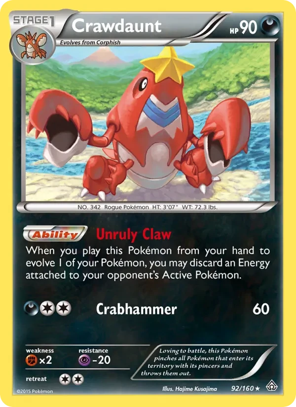 Crawdaunt 92/160 Primal Clash Pokémon card