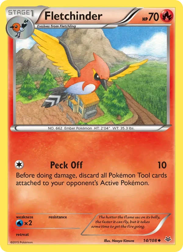 Fletchinder 14/108 Roaring Skies Pokémon card
