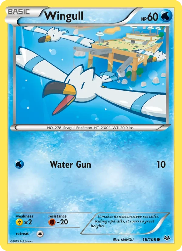 Wingull 18/108 Roaring Skies Pokémon card