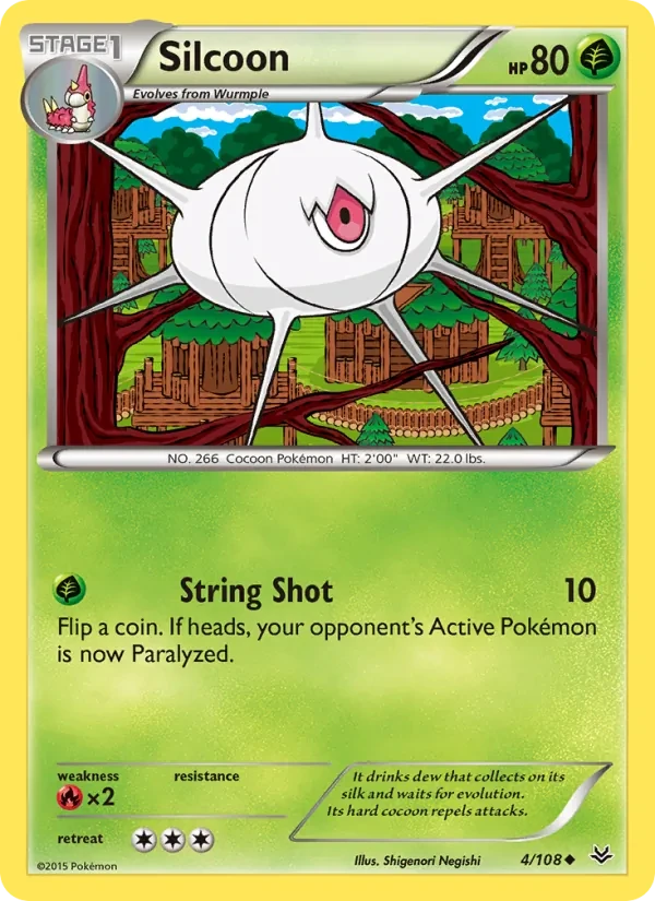 Silcoon 4/108 Roaring Skies Pokémon card