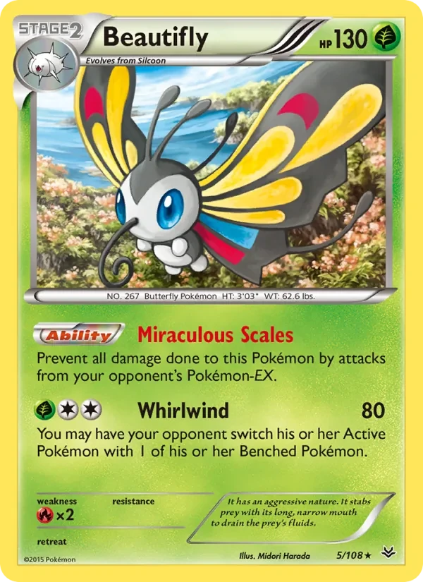 Beautifly 5/108 Roaring Skies Pokémon card