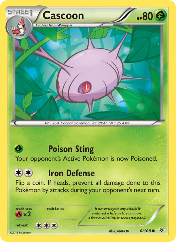 Cascoon 6/108 Roaring Skies Pokémon card