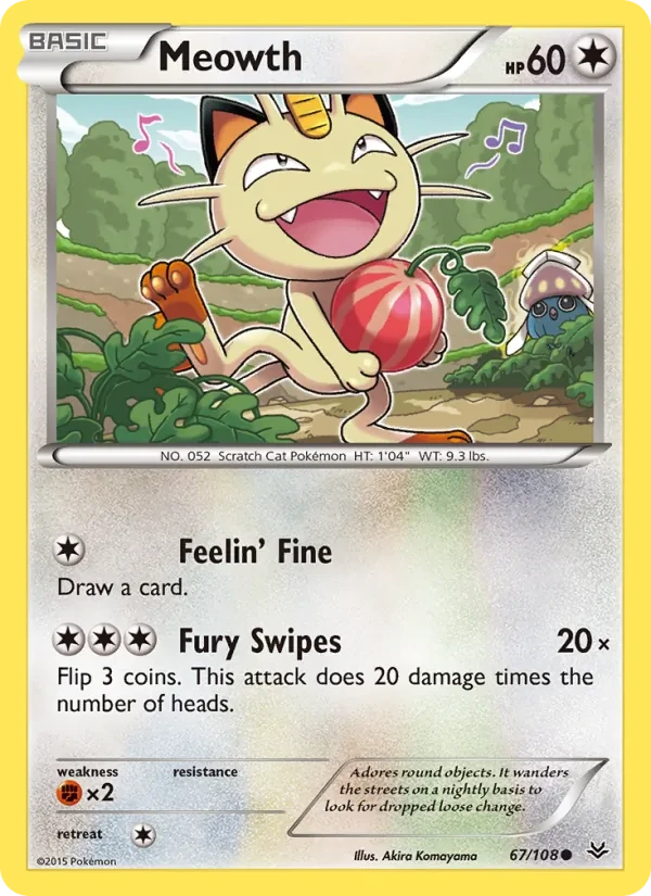 Meowth 67/108 Roaring Skies Pokémon card