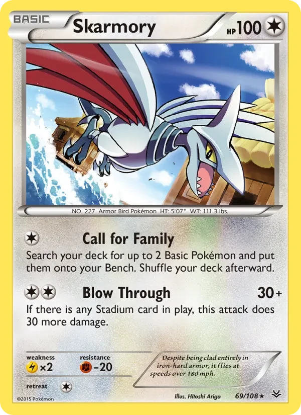 Skarmory 69/108 Roaring Skies Pokémon card