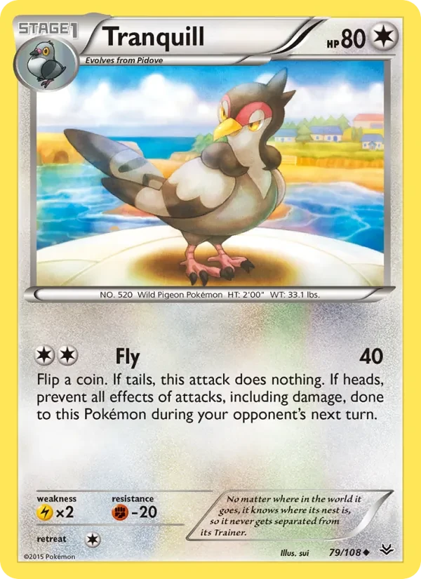 Tranquill 79/108 Roaring Skies Pokémon card
