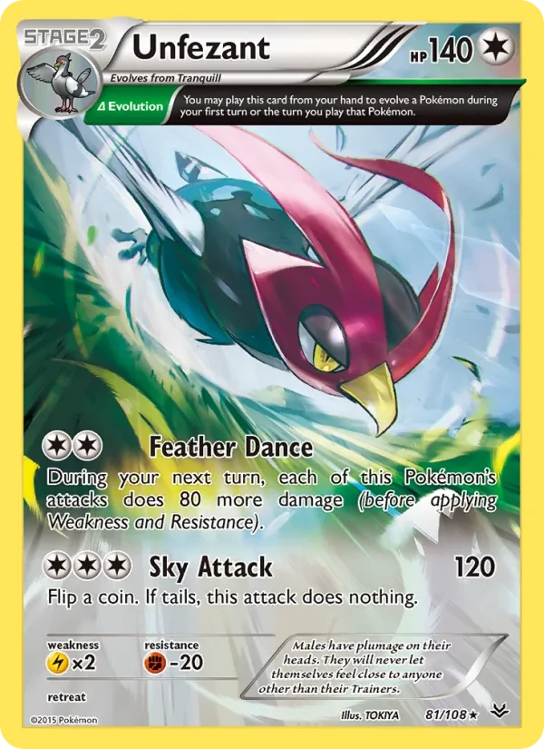 Unfezant 81/108 Roaring Skies Pokémon card