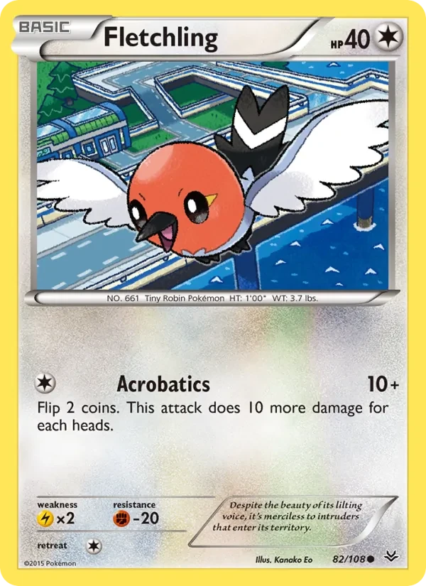 Fletchling 82/108 Roaring Skies Pokémon card