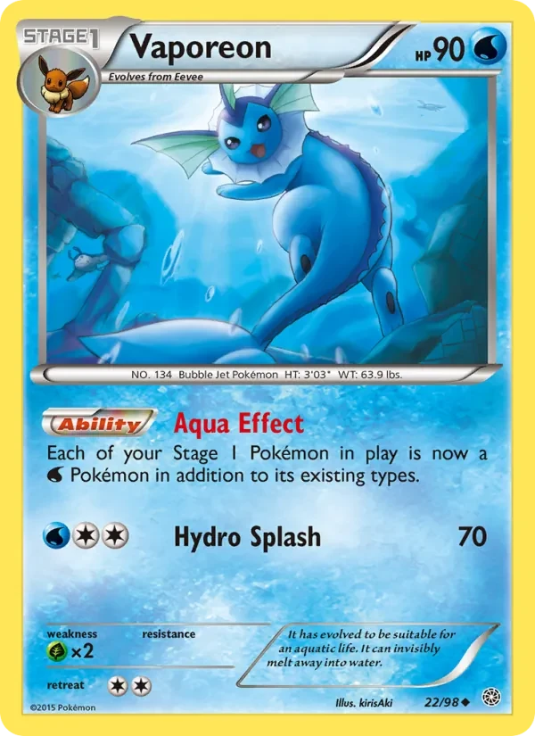 Vaporeon 22/98 Ancient Origins Pokémon card