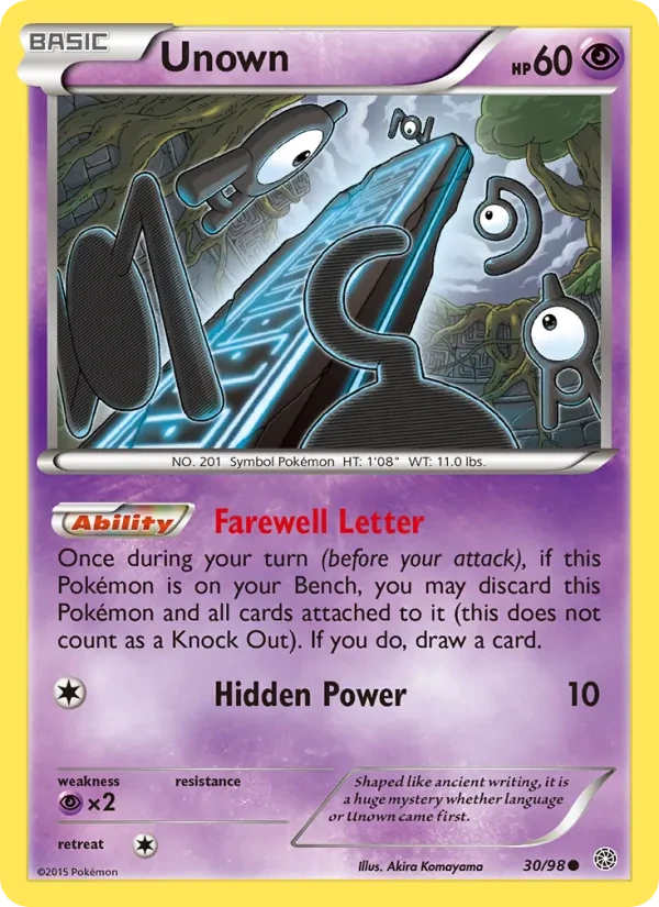 Unown 30/98 Ancient Origins Pokémon card