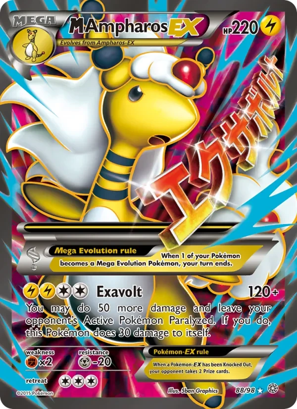 M Ampharos EX 88/98 Ancient Origins Pokémon card